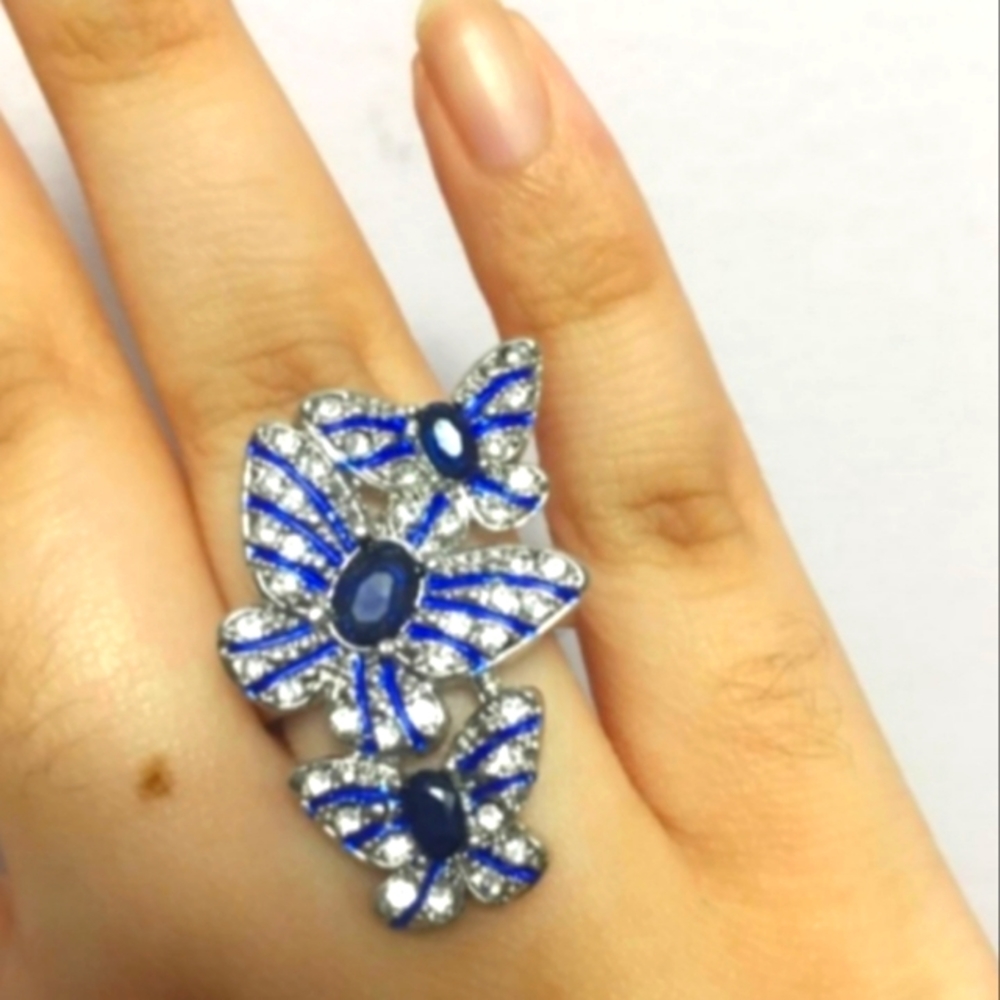 Elegant Blue Butterfly Ring